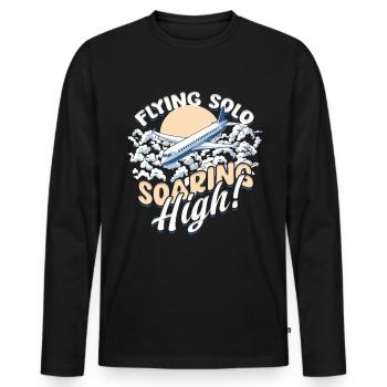 Erster Alleinflug Pilot Flying Solo Soaring High - Männer Premium Bio Langarmshirt - Schwarz - Vorne - Nico (187cm)