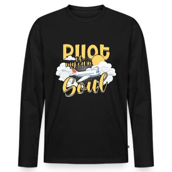 First solo flight pilot - Men's Premium Organic Long Sleeve Shirt - black - Front - Nico (187cm)