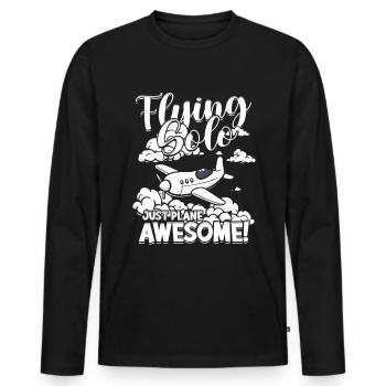 First solo flight Flying Solo Just Plane Awesome - Men's Premium Organic Long Sleeve Shirt - black - Front - Nico (187cm)