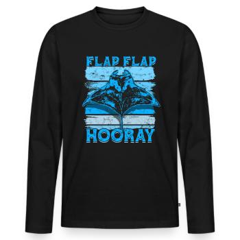 Manta Ray Stingray Flap Flap Hooray - Men's Premium Organic Long Sleeve Shirt - black - Front - Nico (187cm)