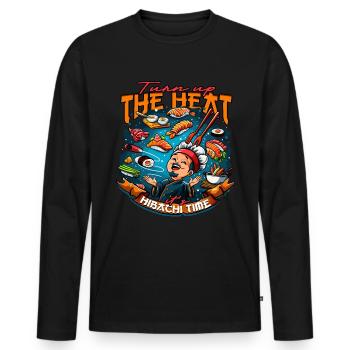 Hibachi Teppanyaki fait monter la température - T-shirt manches longues Premium bio Homme - noir - Devant - Nico (187cm)