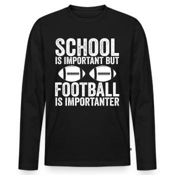 School is important but football is importanter - T-shirt manches longues Premium bio Homme - noir - Devant - Nico (187cm)
