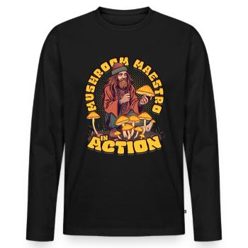 Pilzsammler Pilzzüchter Mushroom Maestro in Action - Männer Premium Bio Langarmshirt - Schwarz - Vorne - Nico (187cm)