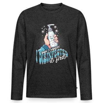 Phobie nucléaire Mysophobie - T-shirt manches longues Premium bio Homme - anthracite chiné - Devant - Nico (187cm)