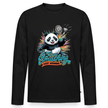Badminton Keep smashing keep winning - Männer Premium Bio Langarmshirt - Schwarz - Vorne - Nico (187cm)