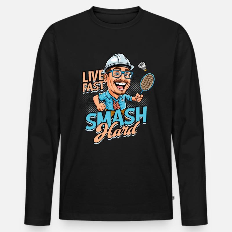 Badminton - Männer Premium Bio Langarmshirt - Schwarz