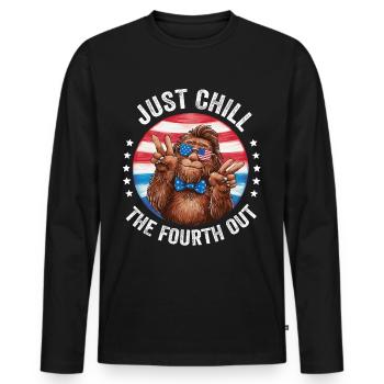 Just Chill The Fourth Out 4th Of July Bigoot - Men's Premium Organic Long Sleeve Shirt - black - Front - Nico (187cm)