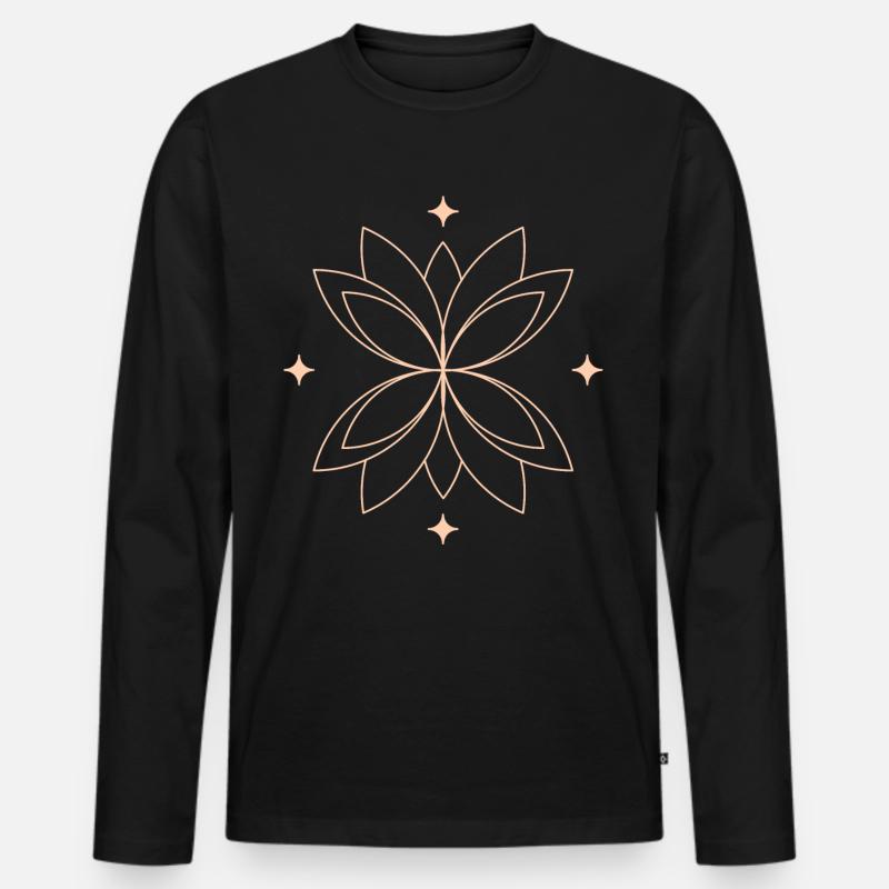 Lotus - Männer Premium Bio Langarmshirt - Schwarz
