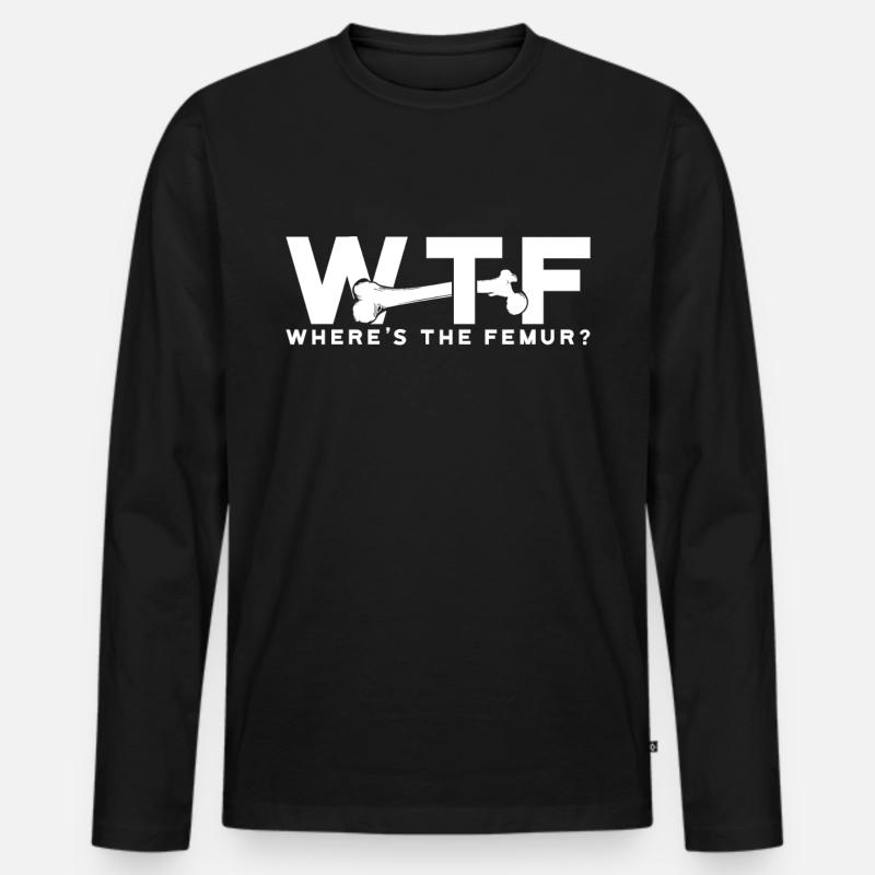 Beinbruch Gebrochener Oberschenkel - Männer Premium Bio Langarmshirt - Schwarz
