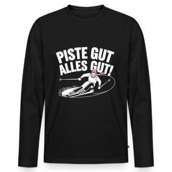 Piste gut, alles gut – Lustiges Ski - Männer Premium Bio Langarmshirt - Schwarz - Vorne - Nico (187cm)