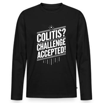 Colitis? Challenge Accepted! – Motivierendes CED D - Männer Premium Bio Langarmshirt - Schwarz - Vorne - Nico (187cm)