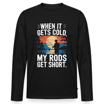 When it gets cold | Angeln | Angler - Männer Premium Bio Langarmshirt - Schwarz - Vorne - Nico (187cm)