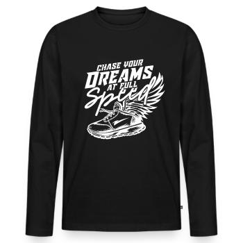 Sprint Leichtathletik Sprinten - Männer Premium Bio Langarmshirt - Schwarz - Vorne - Nico (187cm)