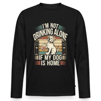 Je ne bois pas seul – Retro Dog Lovers - T-shirt manches longues Premium bio Homme - noir - Devant - Nico (187cm)