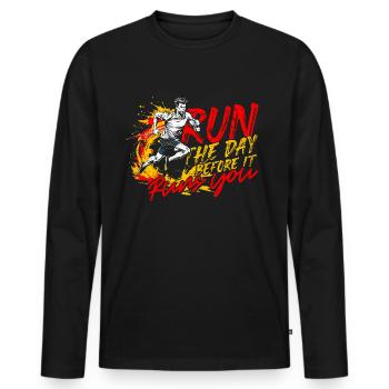 Sprint Leichtathletik Sprinten - Männer Premium Bio Langarmshirt - Schwarz - Vorne - Nico (187cm)