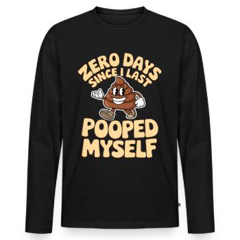 Zéro jour depuis la dernière fois que je me suis fait caca mème - T-shirt manches longues Premium bio Homme - noir - Devant - Nico (187cm)