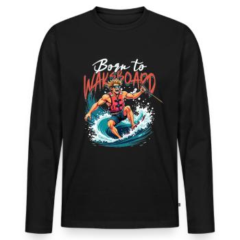 Wakeboarding Born To Wakeboard - Men's Premium Organic Long Sleeve Shirt - black - Front - Nico (187cm)