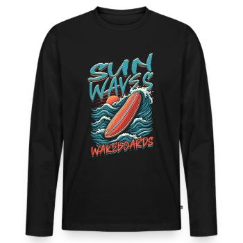 Wakeboarding Wakeboard Wakeboarder - Men's Premium Organic Long Sleeve Shirt - black - Front - Nico (187cm)