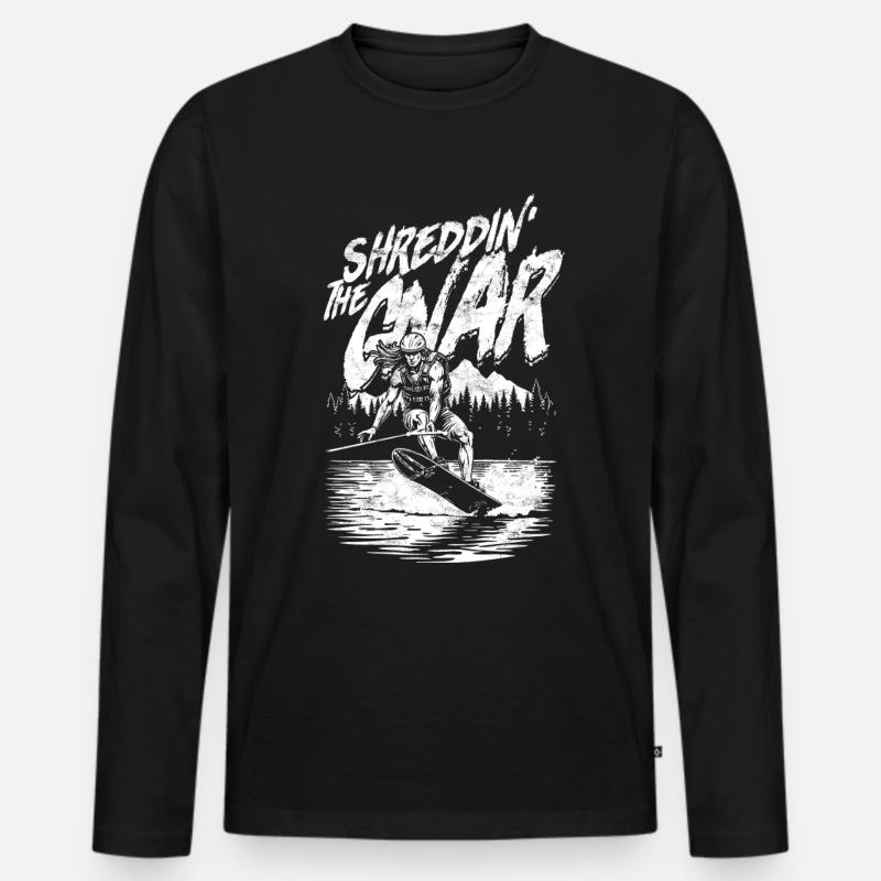 Wakeboarding Wakeboard Wakeboarder - Männer Premium Bio Langarmshirt - Schwarz