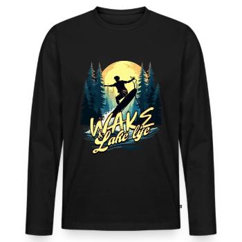 Wakeboarding Wakeboard Wakeboarder - Men's Premium Organic Long Sleeve Shirt - black - Front - Nico (187cm)