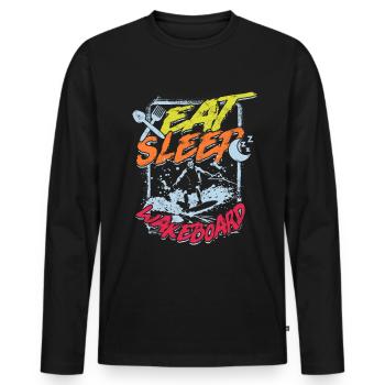 Wakeboarding Eat Sleep Wakeboard Wakeboarder - Men's Premium Organic Long Sleeve Shirt - black - Front - Nico (187cm)