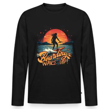 Wakeboarding Wakeboard Wakeboarder - Men's Premium Organic Long Sleeve Shirt - black - Front - Nico (187cm)