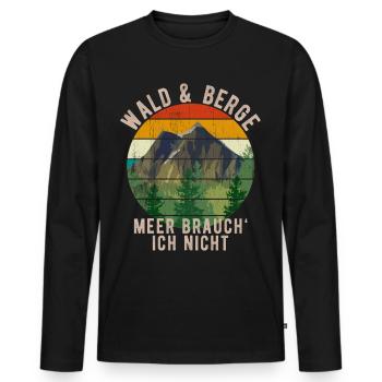 Wald Berge Wandern Spaziergang Wälder Berg - Männer Premium Bio Langarmshirt - Schwarz - Vorne - Nico (187cm)