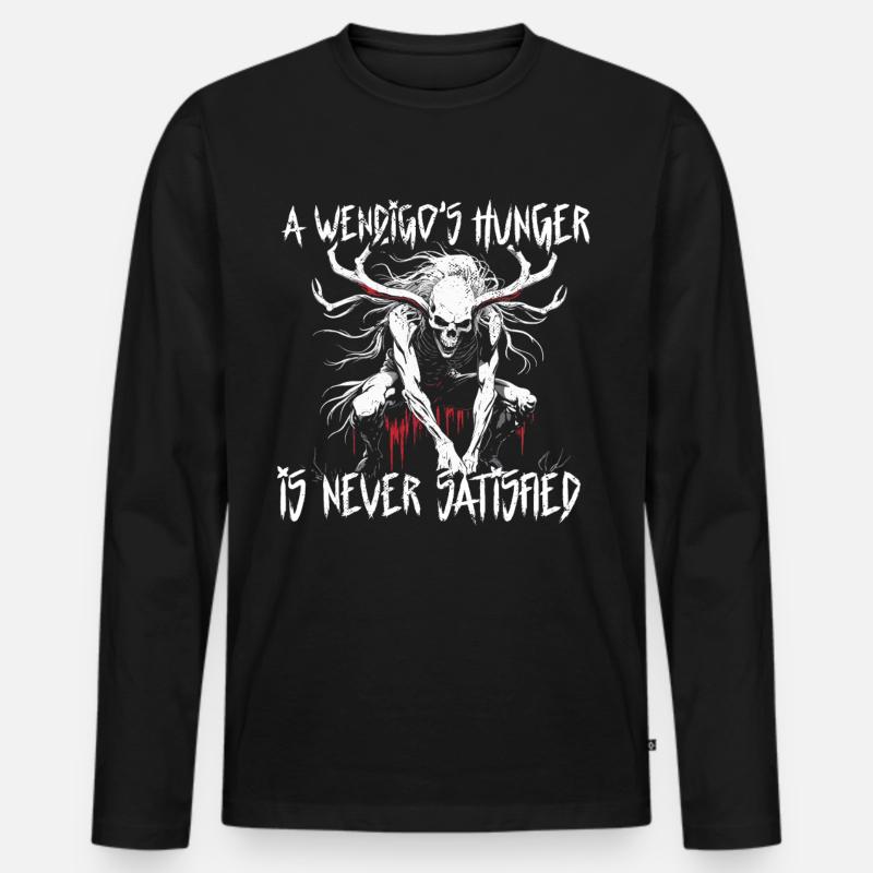 Wendigo Kryptide Cryptid - Männer Premium Bio Langarmshirt - Schwarz