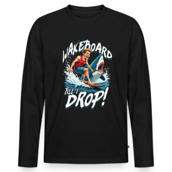Wakeboarding Wakeboard Wakeboarder - Men's Premium Organic Long Sleeve Shirt - black - Front - Nico (187cm)