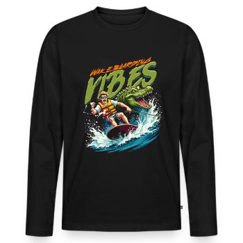 Wakeboarding Wakeboard Vibes Wakeboarder - Men's Premium Organic Long Sleeve Shirt - black - Front - Nico (187cm)