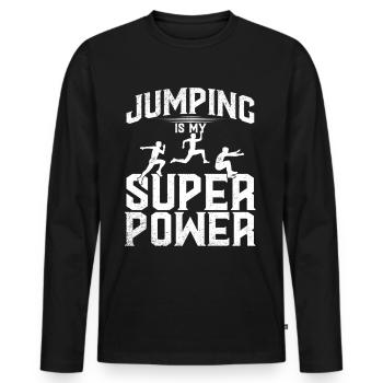 Long Jump Long Jump Jumping Is My Super Power - Men's Premium Organic Long Sleeve Shirt - black - Front - Nico (187cm)