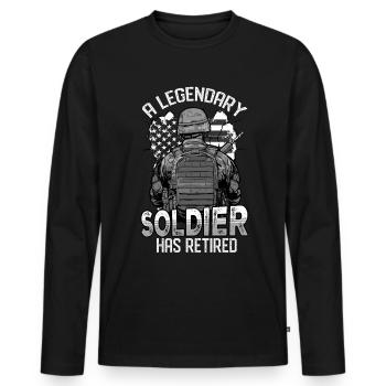 A Legendary Soldier Has Retired - Männer Premium Bio Langarmshirt - Schwarz - Vorne - Nico (187cm)