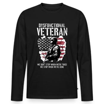 Dysfunktionaler Veteran - Männer Premium Bio Langarmshirt - Schwarz - Vorne - Nico (187cm)