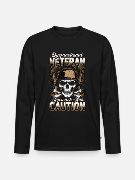 Dysfunktionaler Veteran - Männer Premium Bio Langarmshirt - Schwarz