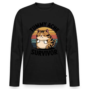 Tummy Ache Survivor Bauchschmerzen - Männer Premium Bio Langarmshirt - Schwarz - Vorne - Nico (187cm)