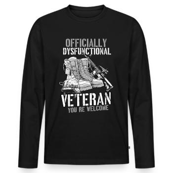 Vétéran dysfonctionnel - T-shirt manches longues Premium bio Homme - noir - Devant - Nico (187cm)