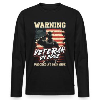 Dysfunktionaler Veteran Proceed At Own Risk - Männer Premium Bio Langarmshirt - Schwarz - Vorne - Nico (187cm)