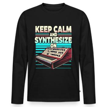 Synthesizer Synth Keep Calm And Synthesize On - Männer Premium Bio Langarmshirt - Schwarz - Vorne - Nico (187cm)