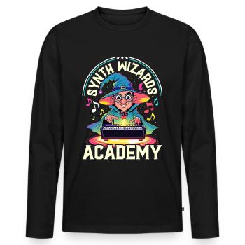 Synthesizer Synth Wizards Academy - Männer Premium Bio Langarmshirt - Schwarz - Vorne - Nico (187cm)