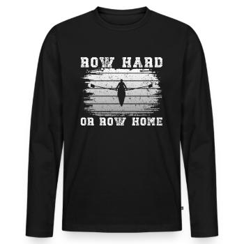 Row Hard Rudern - Männer Premium Bio Langarmshirt - Schwarz - Vorne - Nico (187cm)