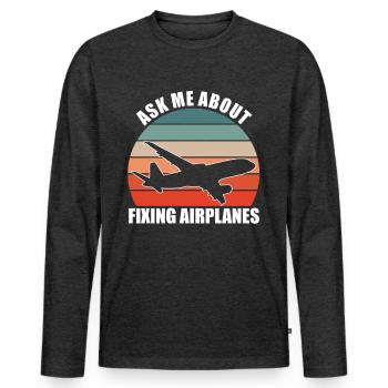 Aircraft Mechanic Fixing - Men's Premium Organic Long Sleeve Shirt - heather anthracite - Front - Nico (187cm)