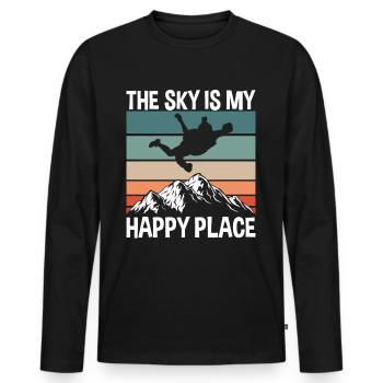 Parachute Happy Place - T-shirt manches longues Premium bio Homme - noir - Devant - Nico (187cm)