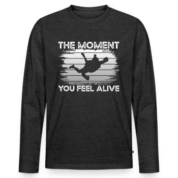 Parachute Feel Alive - Men's Premium Organic Long Sleeve Shirt - heather anthracite - Front - Nico (187cm)