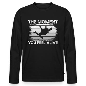 Parachute Feel Alive - T-shirt manches longues Premium bio Homme - noir - Devant - Nico (187cm)