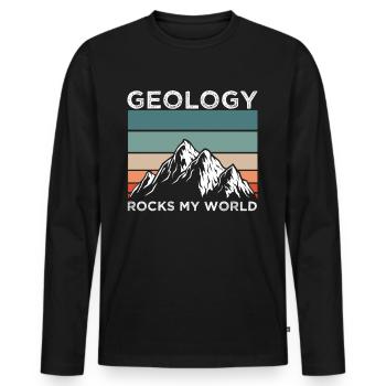 Geologist Rocks My World - Men's Premium Organic Long Sleeve Shirt - black - Front - Nico (187cm)