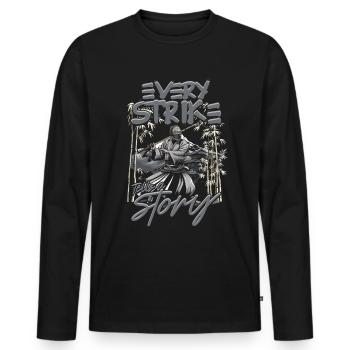 Kendo Chaque frappe raconte une histoire - T-shirt manches longues Premium bio Homme - noir - Devant - Nico (187cm)