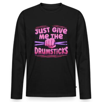 Cardio Drummer Cardio Drumming - Men's Premium Organic Long Sleeve Shirt - black - Front - Nico (187cm)