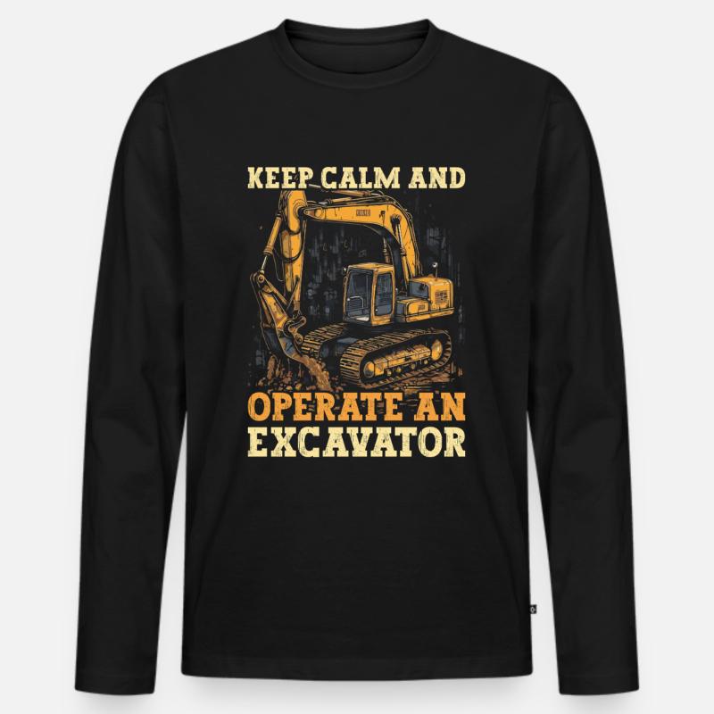 Operate Bagger - Männer Premium Bio Langarmshirt - Schwarz