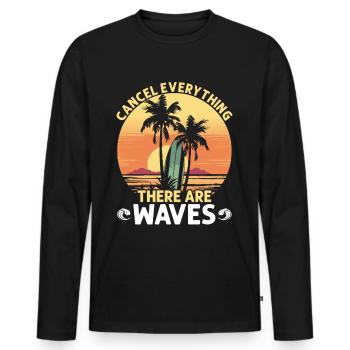Surfing Waves - Men's Premium Organic Long Sleeve Shirt - black - Front - Nico (187cm)