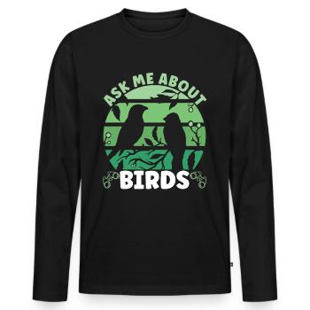 Bird Ornithologist - Men's Premium Organic Long Sleeve Shirt - black - Front - Nico (187cm)